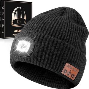 Black LED Beanie Hat with Bluetooth